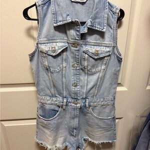 Zara Light Blue Denim Romper